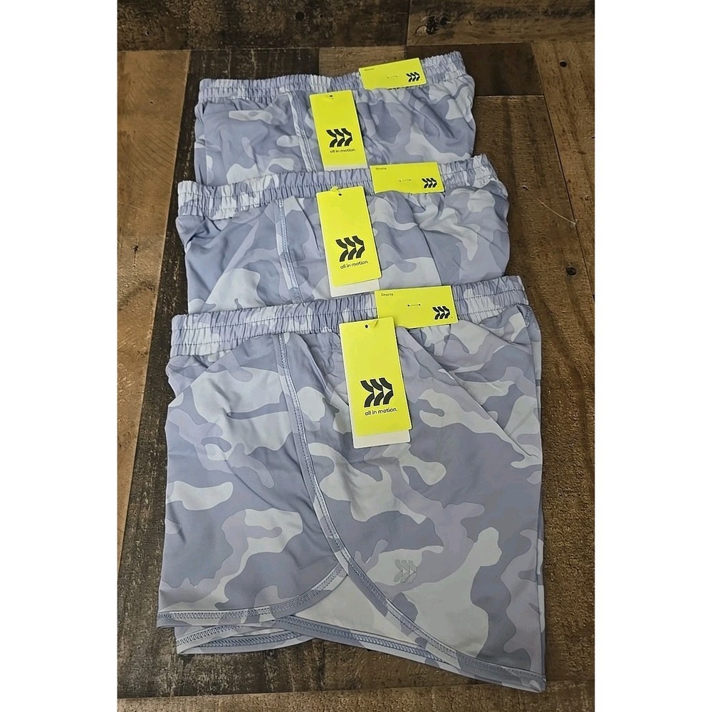 All In Motion Girls Running Shorts Medium 8 Camo Cheer Athleisure Sports 3 Pack